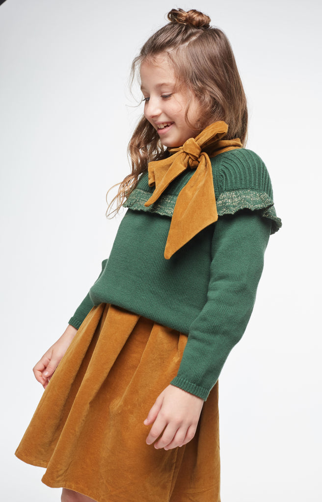 Green Flounced Sweater